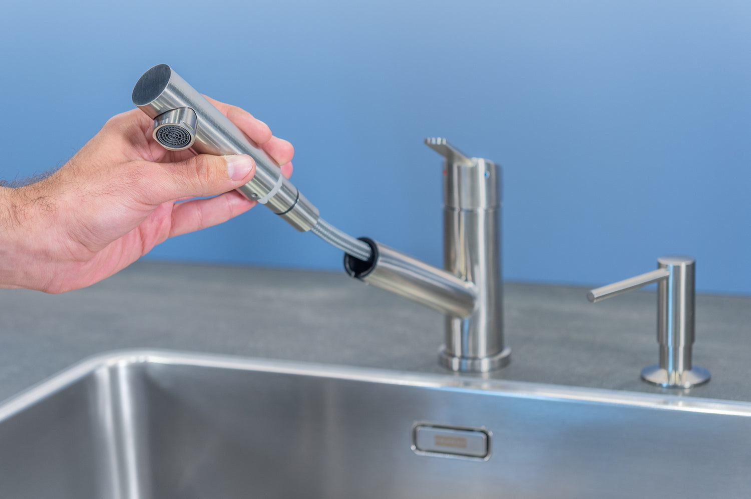 Mizzo Patro kitchen tap brushed steel