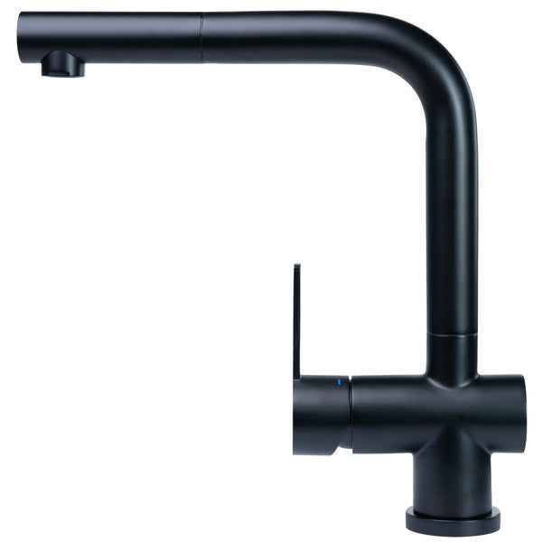 Black kitchen tap Mizzo Avori. Pull out spray