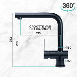 Black kitchen tap Mizzo Avori. Pull out spray